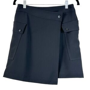 Bishop + Young Military Cargo Wrap Mini Skirt Black Utility Pockets Size M NWT
